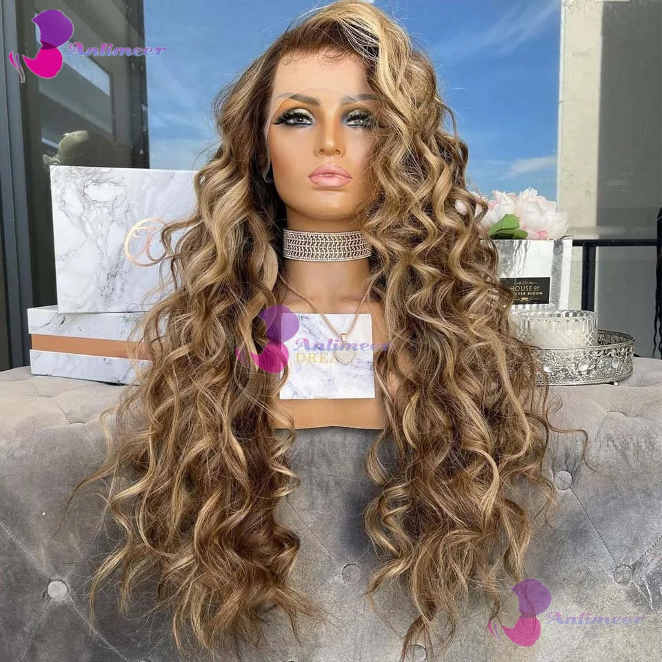 #4/27 Brown Light Blonde Loose Wave Glueless Human Hair 13x4 Silk Top Lace Front Wigs Bleached Knots 13x6/360 Lace Front Wigs