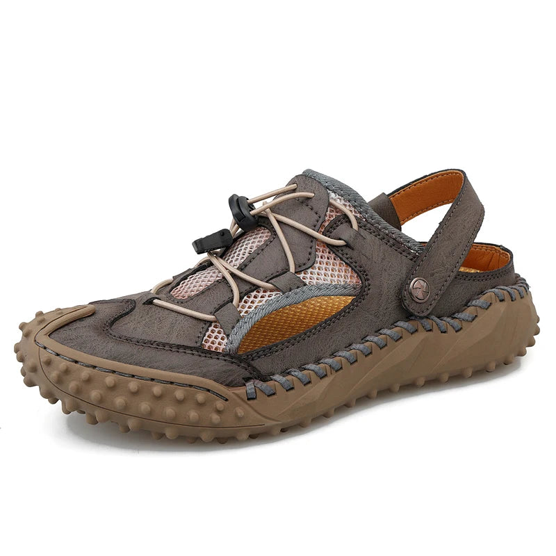 Mens Sandals Summer Outdoor Casual Mesh Hollow Walk Fishing Wading Shoes Lightweight Non Slip Hand Sewn Beach Slippers Man