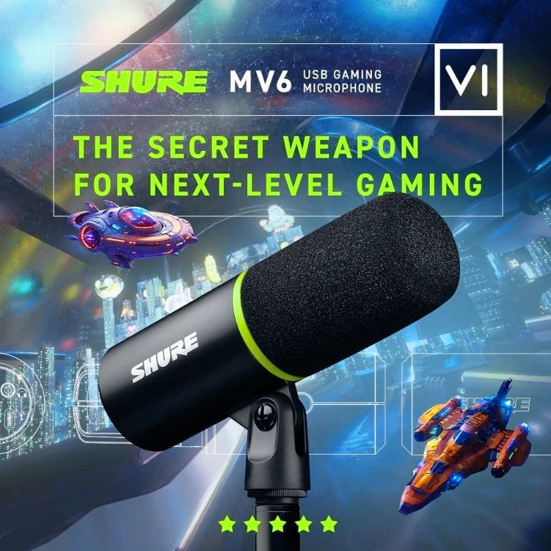 Shure MV6 USB Dynamic Microphone Professional Gaming Esports Live Streaming Mic for Computer Live Streamer Shure MV6