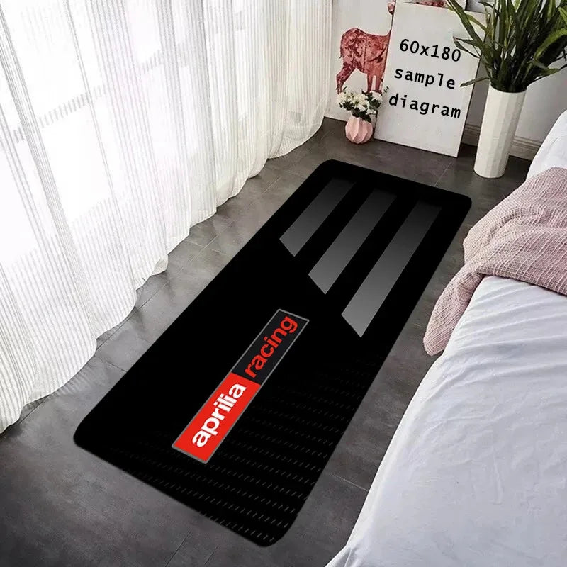 VIKAMA Motorcycle Racing Rug - Non-Slip Floor Mat for Entrance, Anti-Skid Bedside Carpet with Bike Print Home Decor
