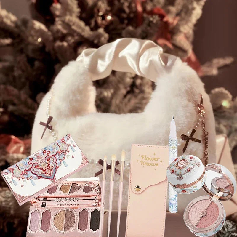 Makeup Flower Knows Set Swan Ballet Series Six Color Eyeshadow Palette Embossed Blusher Shine Lipstick Kit With Bag All In