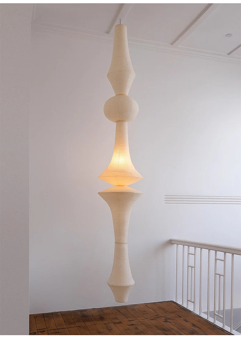 Nordic Wabi Sabi Wind Rice Paper Led Pendant Lights Living Room Bedroom Bedside Lamp Duplex Loft Clothing Store Decor Chandelier