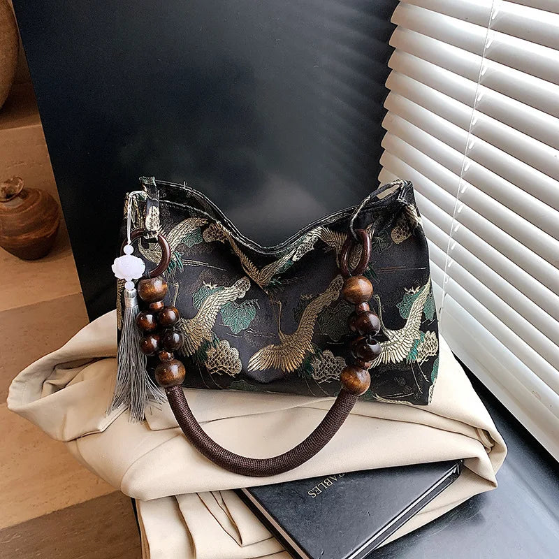 Shoulder Bags Tassel Decoration Embroidered National Style Hasp Sewing Thread 2026 Spring New Hot Sale Women's Handbags