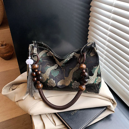 Shoulder Bags Tassel Decoration Embroidered National Style Hasp Sewing Thread 2026 Spring New Hot Sale Women's Handbags