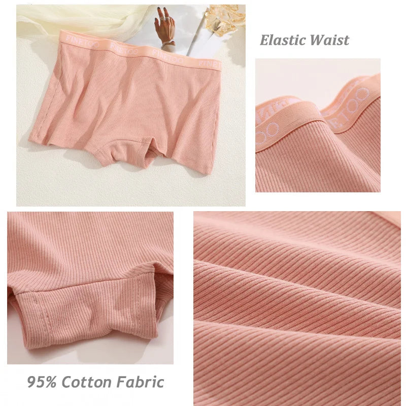 FINETOO 6PCS/Set Women Cotton Panties Female Boxer Boyshort Low Waist Letter Logo Sport Underwear Ladies Pants Intimate Lingerie