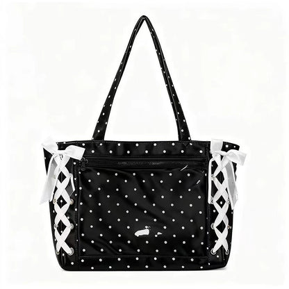 Sweet College Style Ribbon Ita Bag Women Fashion Shoulder Bags Large Capacity Tote Bag For Daily Commuting Transparent Handbag