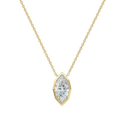 JH Marquise Cut Moissanite Pendant Necklace D Color GRA Certified Luxury Clavicle Chain 925 Sterling Silver Women Fine Jewelry