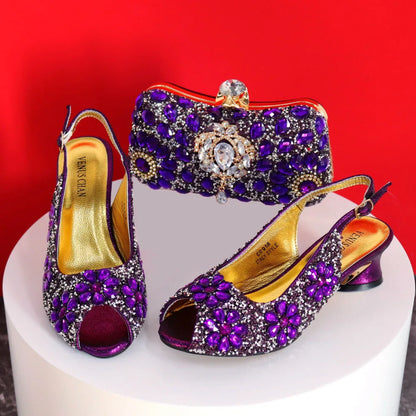 2024 Shoes and Bag for Party Wedding Plus Size Women Shoes 43 High Heels Sexy Ladies Luxery Shoes Women Dress Pumps with Purse