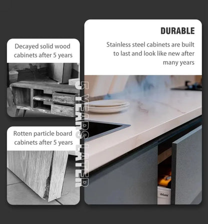 New Design Terrace Stainless Steel Outdoor Kitchen Cabinet Insect Resistant Easy Cleaning Hygienic Outdoor Garden Kitchen