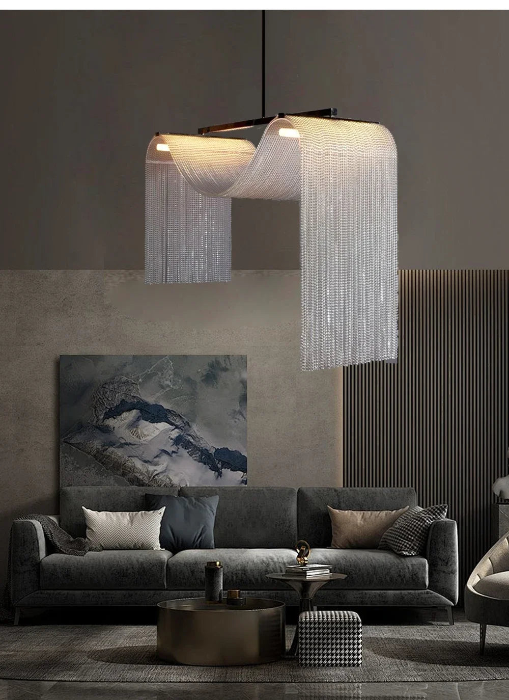 Waterfall Tassel Metal Pendant Lights European Designer LED Home Decor Hanging Lamps for Ceiling Living Room Chandelier Lighting
