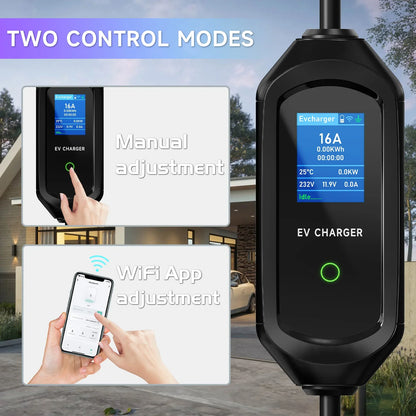 AFEEV 7KW Portable EV Charger Type2/Type1/GBT Electric Car Charger 32A 1Phase Fast Charging Cable APP Bluetooth Control
