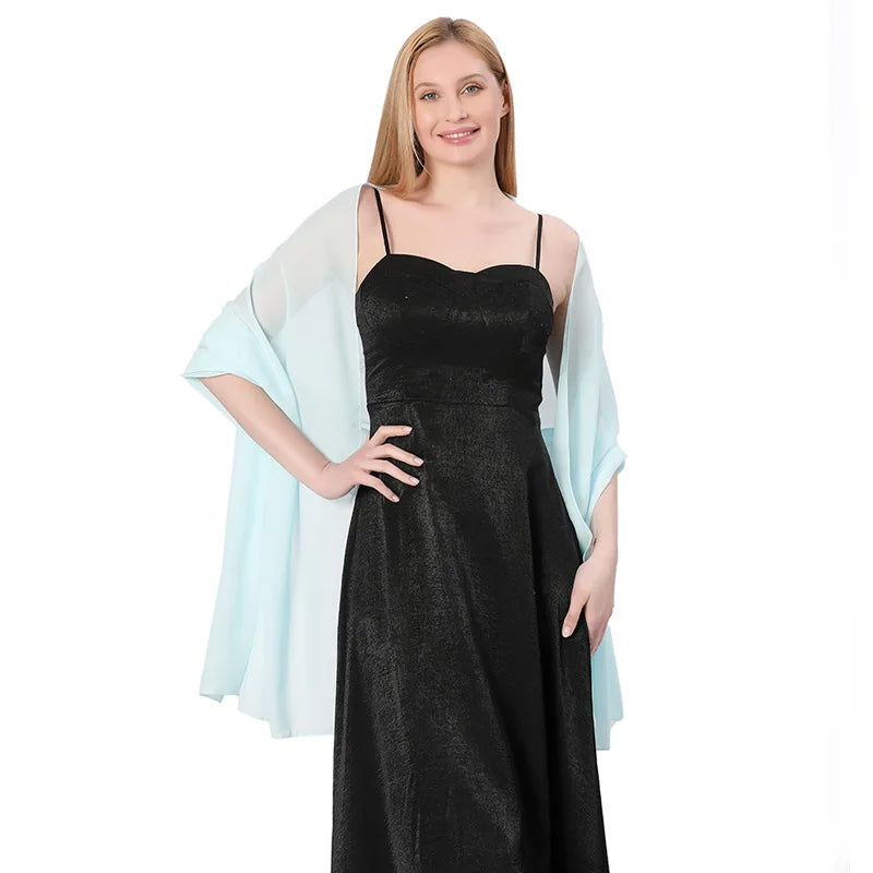 Pure Color Chiffon Shawls for Evening Dresses Women Wedding Evening Party Capes Scarves Summer Beach Towel Sunscreen Shawl
