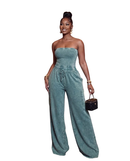Jumpsuits Women One Piece Sleeveless Strapless Overalls Long Pants Elastic Waist Rompers Y2k Streetwear Jumpsuit Work 2026