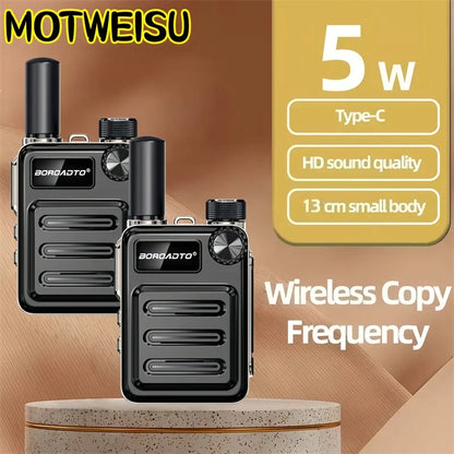 Mini Walkie Talkie 5W UHF 400-470MHz 16CH Two Way Radio One Key Frequency Matching Long Standby Portable Handheld Transceiver