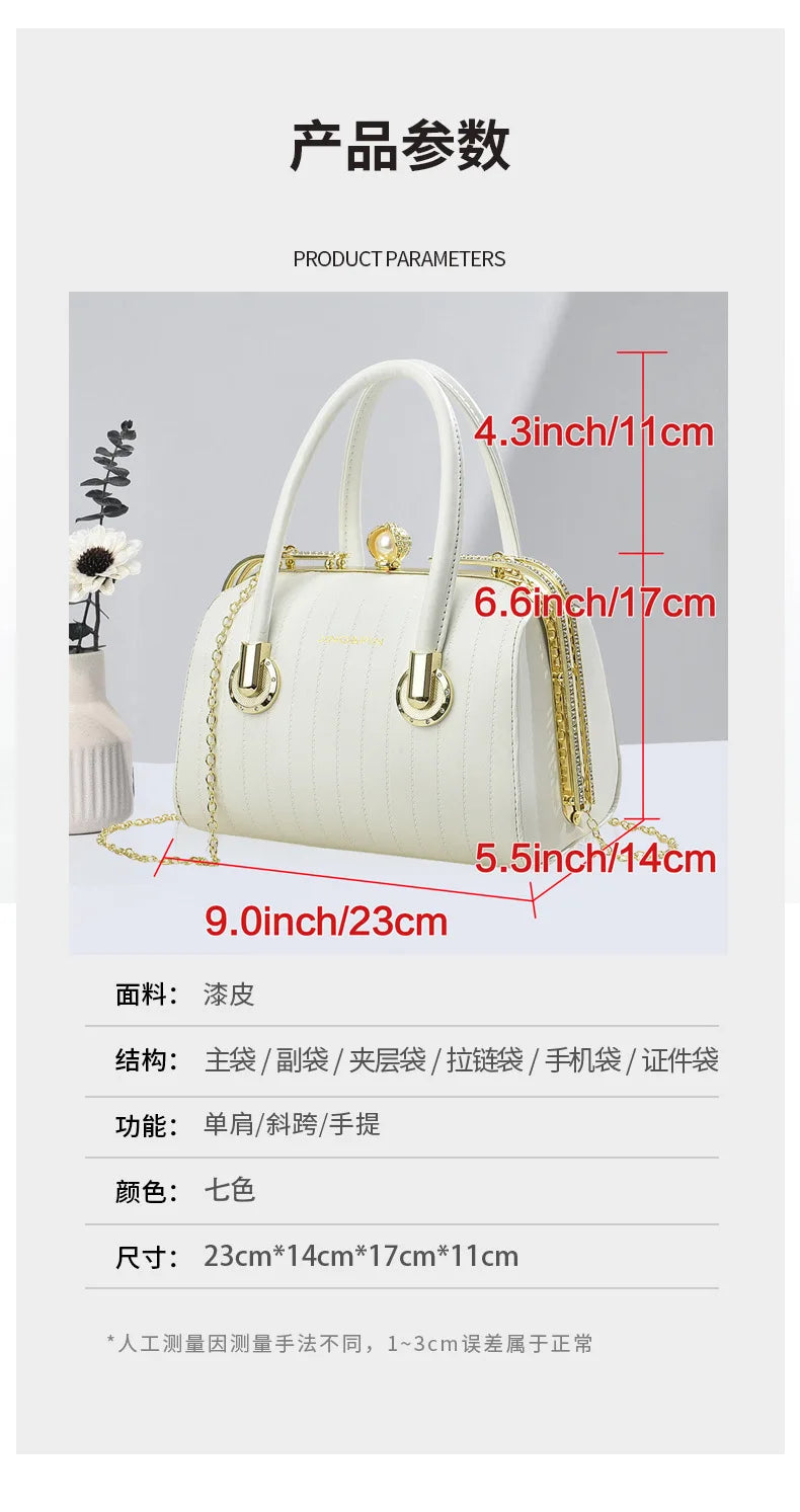 Fashionable Versatile High-End Texture Chain Handbag Shoulder Crossbody Bag for Women Summer New Arrival Boston Pillow Bag