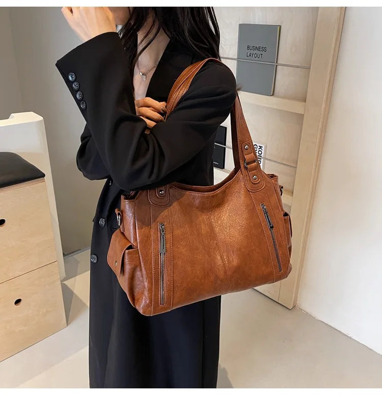 Soft Interior Compartment Shoulder Bags 2026 High Quality Contrasting Colors Bags for Women Fashion Zipper Pu Women's Handbags
