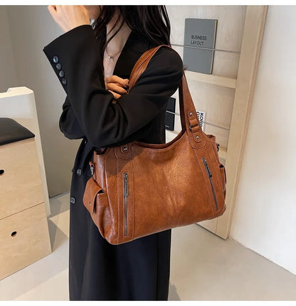 Soft Interior Compartment Shoulder Bags 2026 High Quality Contrasting Colors Bags for Women Fashion Zipper Pu Women's Handbags