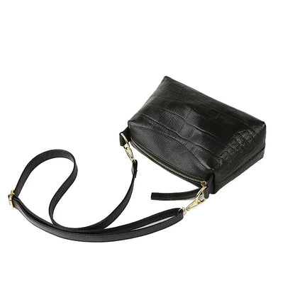 100% Genuine Cowhide Crocod Pattern Luxury Shoulder Bags For Women Designer Solid Color Soft Crossbody Bag Handbags Purses Sac