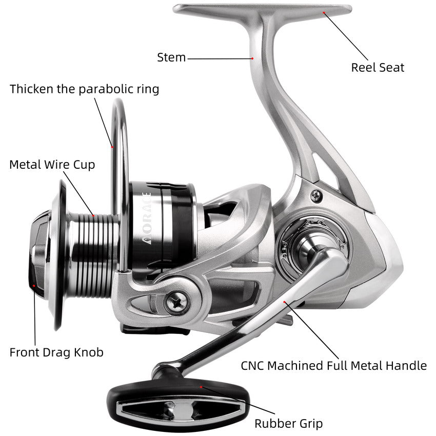 Spinning Fishing Reel Max Drag 15Kg Gear Ratio 5.2:1 Carp VP1000-6000 Aluminium Spool Spinning Saltwater Wheel Pesca Reels