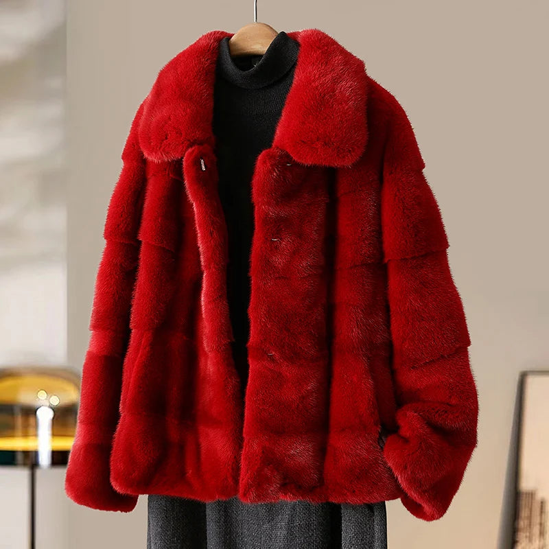 Tcyeek Luxury Natural Fur Coat Women Winter Clothes Real Fur Jacket 2025 Warm Whole Mink Womens Coat New in Coats Fourrure Femme