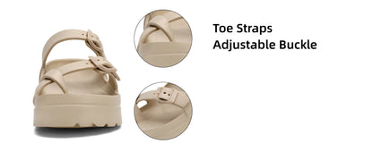 Shevalues Casual Women's Sandals With Arch Support Anti-slip Fashion New Slides Soft Sole Beach Slippers With Adjustable Buckle