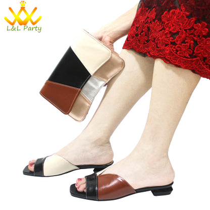 2024 Summer New Fashion Italian Women Shoes and Bag Set in Dark Purple Color Mature Style Comfortable Heels for Wedding
