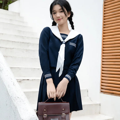 Student JK Uniform Women's High School Korean Chinese School Uniforms Navy Sailor Outfit Short Sleeve Suit Japan Seifuku Girl