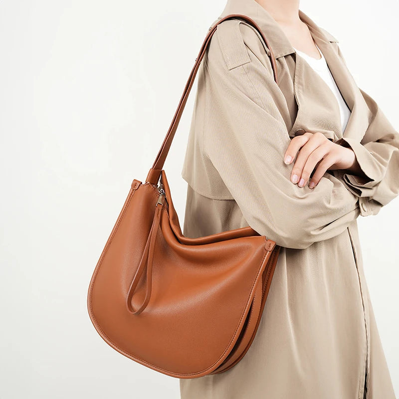 Genuine Leather Women Tote Bag 2025 New Large Capacity Women's Shoulder Bag Luxury Designer Cowhide Crossbody Bags 2522