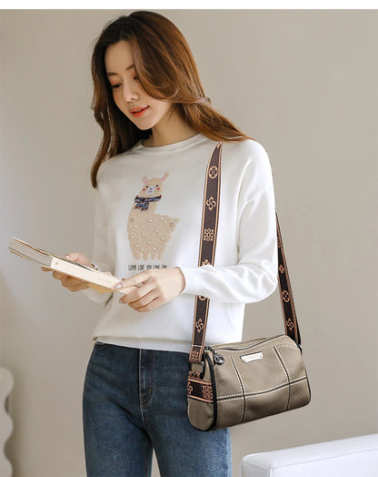 Women Genuine Leather Handbags Luxury Designer 3 Layers Cow Leather Shoulder Crossbody Bags Ladies Large Capacity Messenger Bag