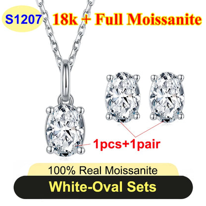 Full Shape 1-3ct Moissanite Women's Moissanite Jewelry Sets 925 Silver Plated 18k Gold D Color Necklace Earrings For Women Gift