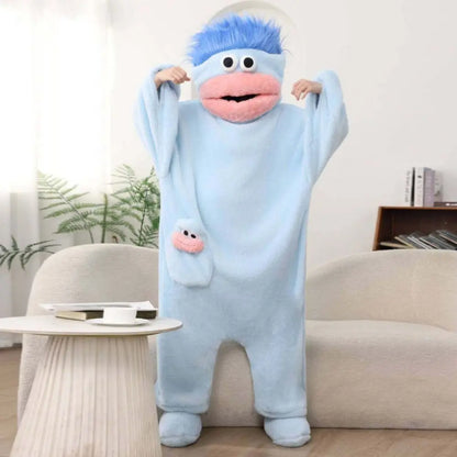 Funny Soft Coral Fleece Big Mouth Onesie Pajamas Thicken Texture Hooded Pajamas Fleece Pajamas Loungewear