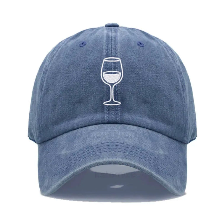 Wine Glass Embroidery Baseball Cap For Men Women Soft Cotton Adjustable Dad Hat Unisex Casual Sport Visor Golf Caps