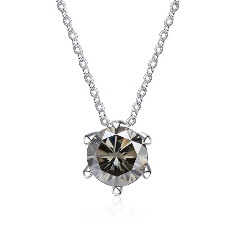 JoyceJelly 1CT VVS D Moissanite Necklace For Women Six Prong Simulated Diamond Pendant 925 Sterling Silver Wedding Fine Jewelry