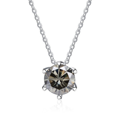 JoyceJelly 1CT VVS D Moissanite Necklace For Women Six Prong Simulated Diamond Pendant 925 Sterling Silver Wedding Fine Jewelry