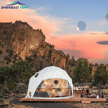 Luxury Roof Pvc Heated Eco Prefab Transparent Geodesic Dome Hotel Glaping House Desert Round Dome Exhibition Tent
