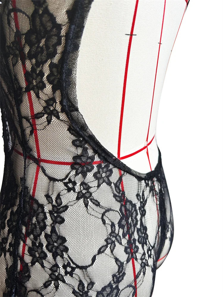 Wholesale Clothing Casual Jumpsuit Women 2024 One-pieces Rompers Womens Summer Black Bodycon Lace See Though Romper Playsuits