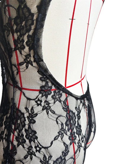 Wholesale Clothing Casual Jumpsuit Women 2024 One-pieces Rompers Womens Summer Black Bodycon Lace See Though Romper Playsuits