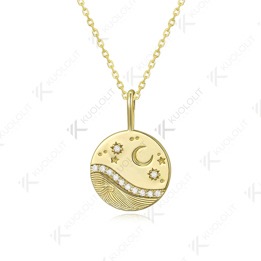 Kuololit 0.26CTW Moissanite Necklace for Women Solid10K14K Yellow Gold Necklace for Christmas Gifts Party Engagement Anniversary