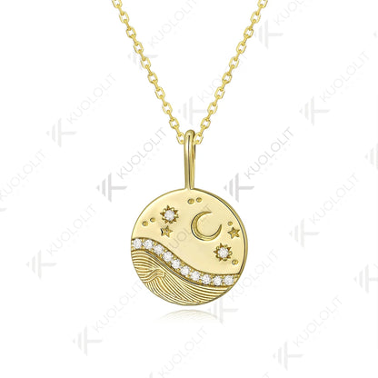 Kuololit 0.26CTW Moissanite Necklace for Women Solid10K14K Yellow Gold Necklace for Christmas Gifts Party Engagement Anniversary