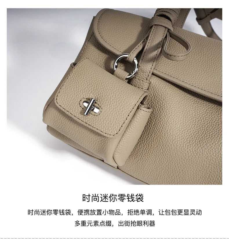 Women's Genuine Grade Cowhide Leather Fashion Tote Handbag Luxury Designer Brand Ladies Shoulder Underarm Bag for Woman 2026 New