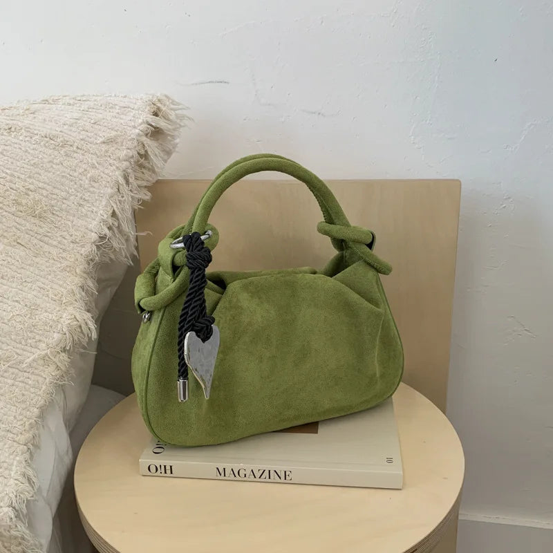 Small Suede Fashion Leather Shoulder Bags for Women 2025 Luxury Designer Brand Trend Crossbody Bag Females Short Handle Handbags