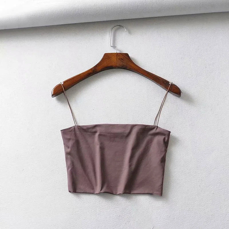 2025 Summer Women's Crop Top Sexy Elastic Cotton Camis sleeveless Short Tank Top Bar