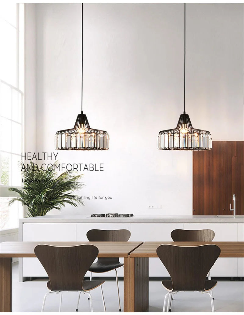Crystal Pendant Lights Indoor Bedroom Ceiling Chandeliers Lamps Nordic Loft Loby Hanging Light Fixture Hotel Hall Decor Led Lamp