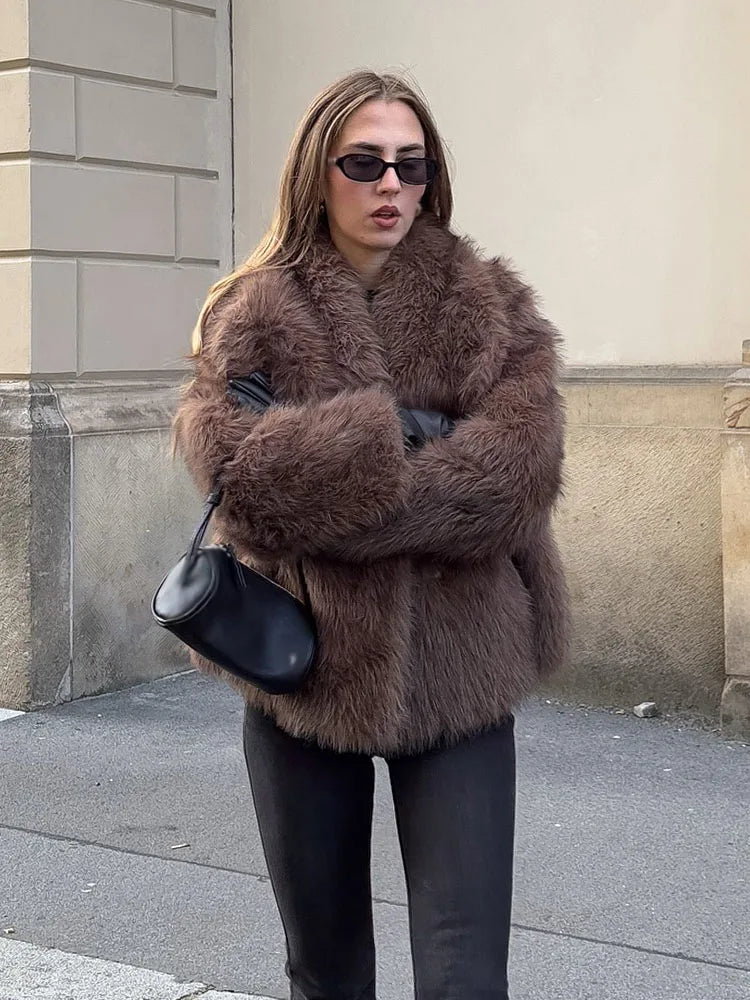 HH Women Winter Elegant Loose Turn-Down Collar Warm Coats Solid Long Sleeves Pockets Women's New Fashion Short Coats 3 Color