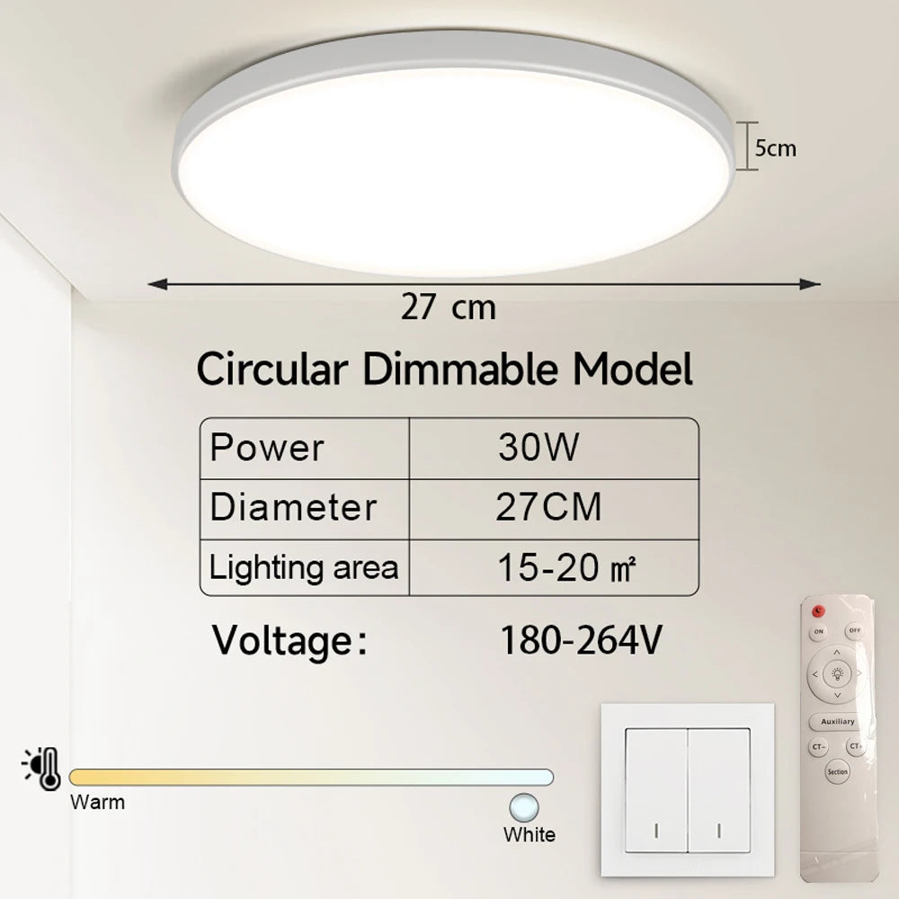 LED Ceiling Lamp 15W~50W Kitchen Light Fixture Bedroom Corridor Lustre Plat Led Lights Living Room Decor 220V Ceiling Chandelier