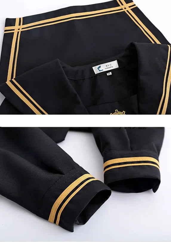 Spring Autumn Long Sleeve Japanese JK Sets School Uniforms Girls Musketeers High School Women Novelty Pleated Skirt Sailor Suits