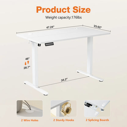 MCQ 48x24 Inch Ergonomic Height Adjustable Electric Standing Desk Sit Stand Computer Workstation Standing Table for Home Office