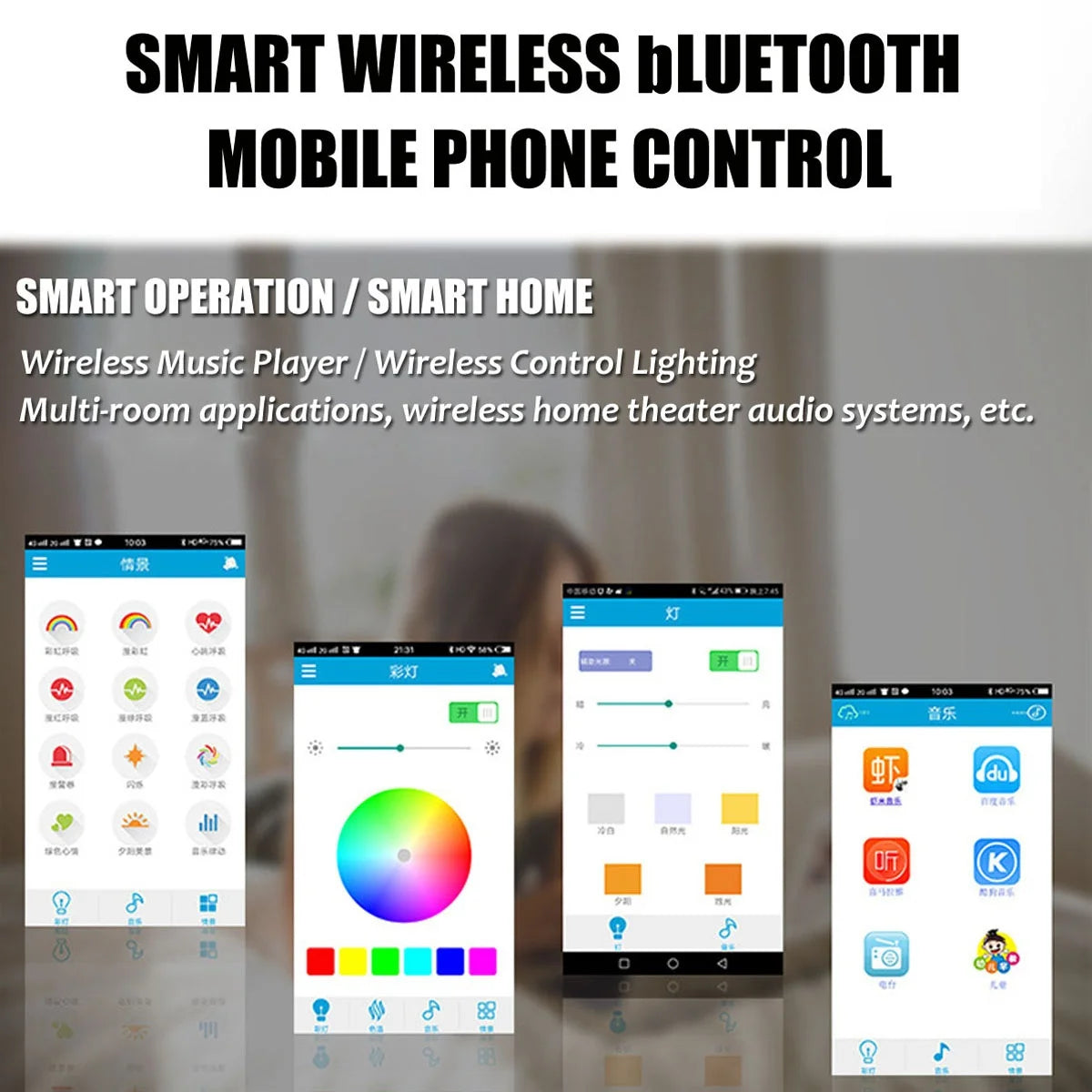 Modern Ceiling Lamps RGB Dimming Home Lighting APP Bluetooth Music Light 52W 36W Smart Ceiling Lights With Remote Control AC220V