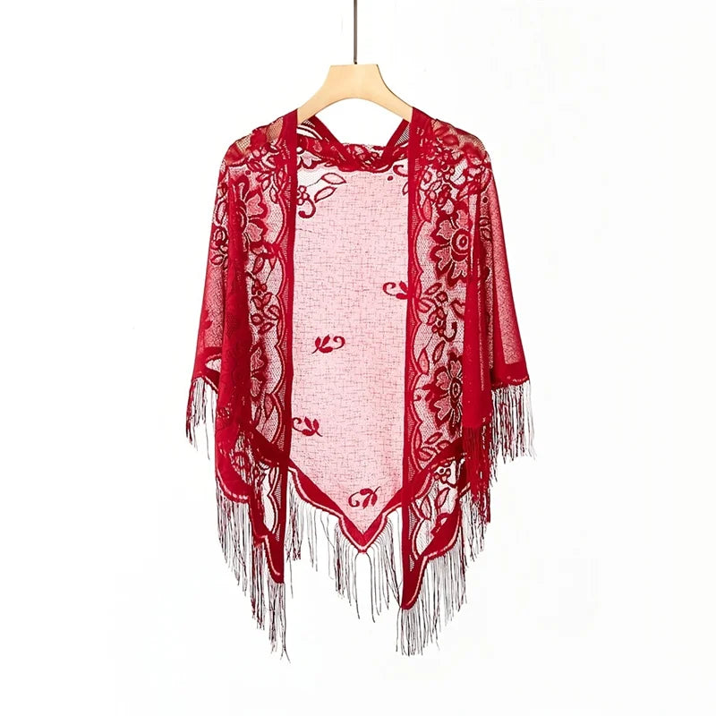 New Embroidery Lace Scarf Shawl Floral Triangular Veil Shawl For Women Party Scarf Wedding Poncho Stoles Ladies Headband Wraps