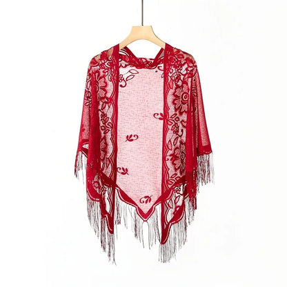 New Embroidery Lace Scarf Shawl Floral Triangular Veil Shawl For Women Party Scarf Wedding Poncho Stoles Ladies Headband Wraps